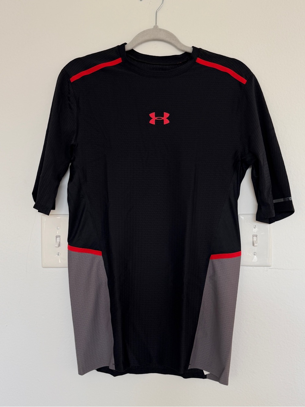 Under Armour Black Short Sleeve Performance Tee with Red Accents